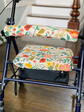 Load image into Gallery viewer, Rollator walker seat cover and back rest bar cover in Rifle Paper co Camont floral