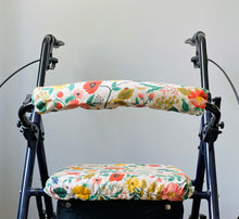 Load image into Gallery viewer, Rollator walker seat cover and back rest bar cover in Rifle Paper co Camont floral
