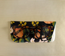 Load image into Gallery viewer, Black Citrus Padded Glasses Case – Linen Cotton Quilted Sleeve for Sunglasses & Reading Glasses | Stylish Protective Cover