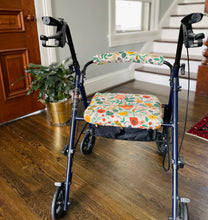 Load image into Gallery viewer, Rollator walker seat cover and back rest bar cover in Rifle Paper co Camont floral