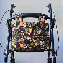 Load image into Gallery viewer, Black citrus and flora walker bag with black interior