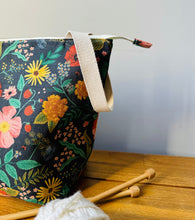 Load image into Gallery viewer, Black Camont floral XL knitting bag