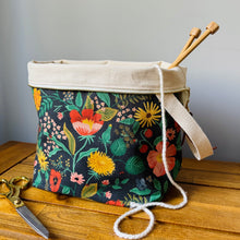 Load image into Gallery viewer, Black Camont floral XL knitting bag