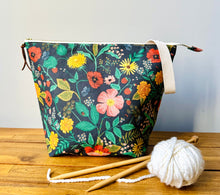 Load image into Gallery viewer, Black Camont floral XL knitting bag