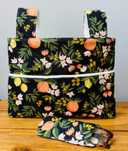 Load image into Gallery viewer, Black citrus and flora walker bag