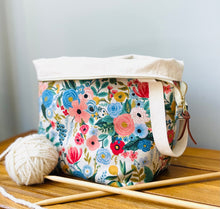 Load image into Gallery viewer, XL knitting project bag in Spring Floral