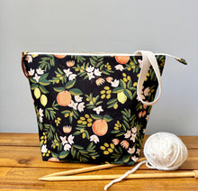 Load image into Gallery viewer, XL knitting project bag in black citrus