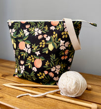 Load image into Gallery viewer, XL knitting project bag in black citrus