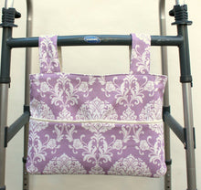 Load image into Gallery viewer, Purple damask walker bag with bow