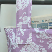 Load image into Gallery viewer, Purple damask walker bag with bow