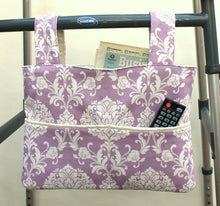 Load image into Gallery viewer, Purple damask walker bag with bow