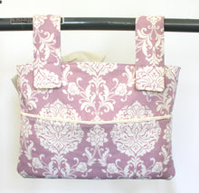 Load image into Gallery viewer, Purple damask walker bag with bow