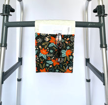 Load image into Gallery viewer, small holiday walker bag, Christmas walker bag, stylish small walker tote, Christmas gift for mom, small rollator bag, Rifle Paper co gift