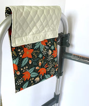Load image into Gallery viewer, small holiday walker bag, Christmas walker bag, stylish small walker tote, Christmas gift for mom, small rollator bag, Rifle Paper co gift