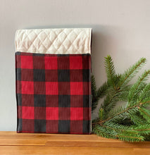 Load image into Gallery viewer, Unisex small holiday walker bag, Christmas walker tote, small walker tote, Gift for grandpa, small rollator bag, Buffalo plaid gift