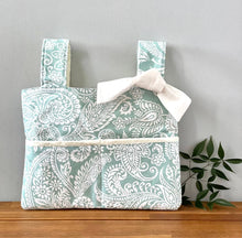 Load image into Gallery viewer, Blue green paisley walker bag with pockets