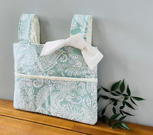 Load image into Gallery viewer, Blue green paisley walker bag with pockets