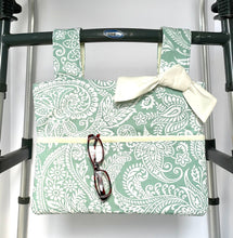 Load image into Gallery viewer, Blue green paisley walker bag with pockets