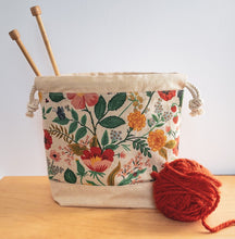 Load image into Gallery viewer, Floral Rifle Paper Co fabric knitting project bag