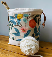 Load image into Gallery viewer, Citrus and Flora crafting project tote