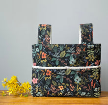 Load image into Gallery viewer, Rifle Paper co black floral walker bag with pockets