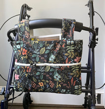 Load image into Gallery viewer, Rifle Paper co black floral walker bag with pockets