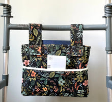 Load image into Gallery viewer, Rifle Paper co black floral walker bag with pockets