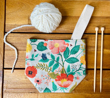 Load image into Gallery viewer, Pretty floral Rifle Paper co yarn ball bag for knitters