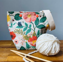 Load image into Gallery viewer, Pretty floral Rifle Paper co yarn ball bag for knitters