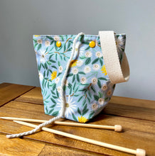 Load image into Gallery viewer, Small daisy Rifle Paper co yarn ball bag for knitters