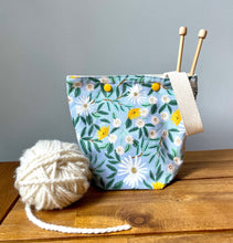 Load image into Gallery viewer, Small daisy Rifle Paper co yarn ball bag for knitters