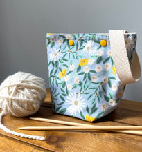 Load image into Gallery viewer, Small daisy Rifle Paper co yarn ball bag for knitters
