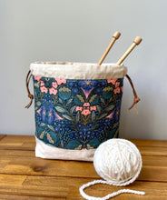 Load image into Gallery viewer, Moody floral drawstring knitter's bag