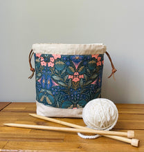 Load image into Gallery viewer, Moody floral drawstring knitter's bag
