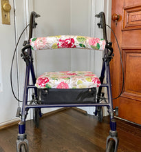 Load image into Gallery viewer, Rollator walker seat cover and back rest bar cover in pink floral