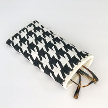 Load image into Gallery viewer, Black and white houndstooth soft glasses case