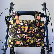 Load image into Gallery viewer, Black citrus and flora walker bag with black interior
