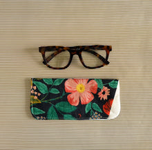 Load image into Gallery viewer, Black Camont Floral Padded Glasses Case – Linen Cotton Quilted Sleeve for Sunglasses &amp; Reading Glasses | Stylish Protective Cover
