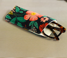 Load image into Gallery viewer, Black Camont Floral Padded Glasses Case – Linen Cotton Quilted Sleeve for Sunglasses &amp; Reading Glasses | Stylish Protective Cover
