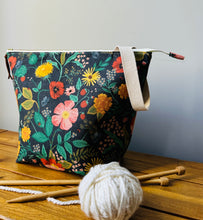 Load image into Gallery viewer, Black Camont floral XL knitting bag
