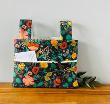 Load image into Gallery viewer, Floral black walker bag with multiple pockets
