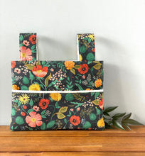 Load image into Gallery viewer, Floral black walker bag with multiple pockets
