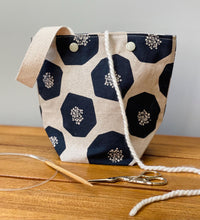 Load image into Gallery viewer, Black koka linen yarn ball bag with handle for knitters
