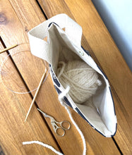 Load image into Gallery viewer, Black koka linen yarn ball bag with handle for knitters
