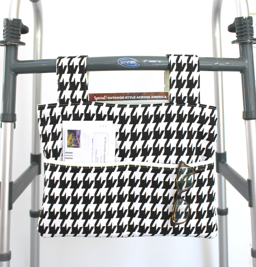 Black and white houndstooth walker bag