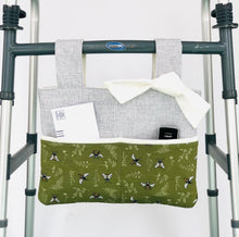 Load image into Gallery viewer, walker bag for mom, summer walker tote, nursing home gift, hip replacement needs, bee walker caddy, gift for grandma, rollator bag
