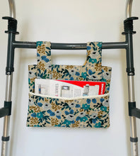 Load image into Gallery viewer, Rifle paper co Les Fleurs, floral walker bag, gift for grandma,  Rifle paper Co bag, stylish rollator bag, pretty walker tote
