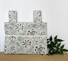 Load image into Gallery viewer, Pretty walker bag, walker tote, walker bag with pockets, blue and white bag, nursing home needs, walker accessories, walker bag for elderly
