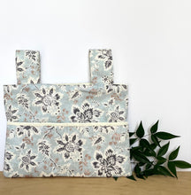 Load image into Gallery viewer, Pretty walker bag, walker tote, walker bag with pockets, blue and white bag, nursing home needs, walker accessories, walker bag for elderly
