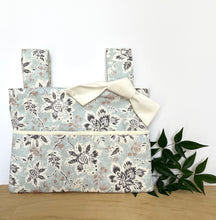 Load image into Gallery viewer, stylish blue walker bag, walker tote, walker bag with pockets, nursing home needs, hip replacement gift, walker bag for elderly
